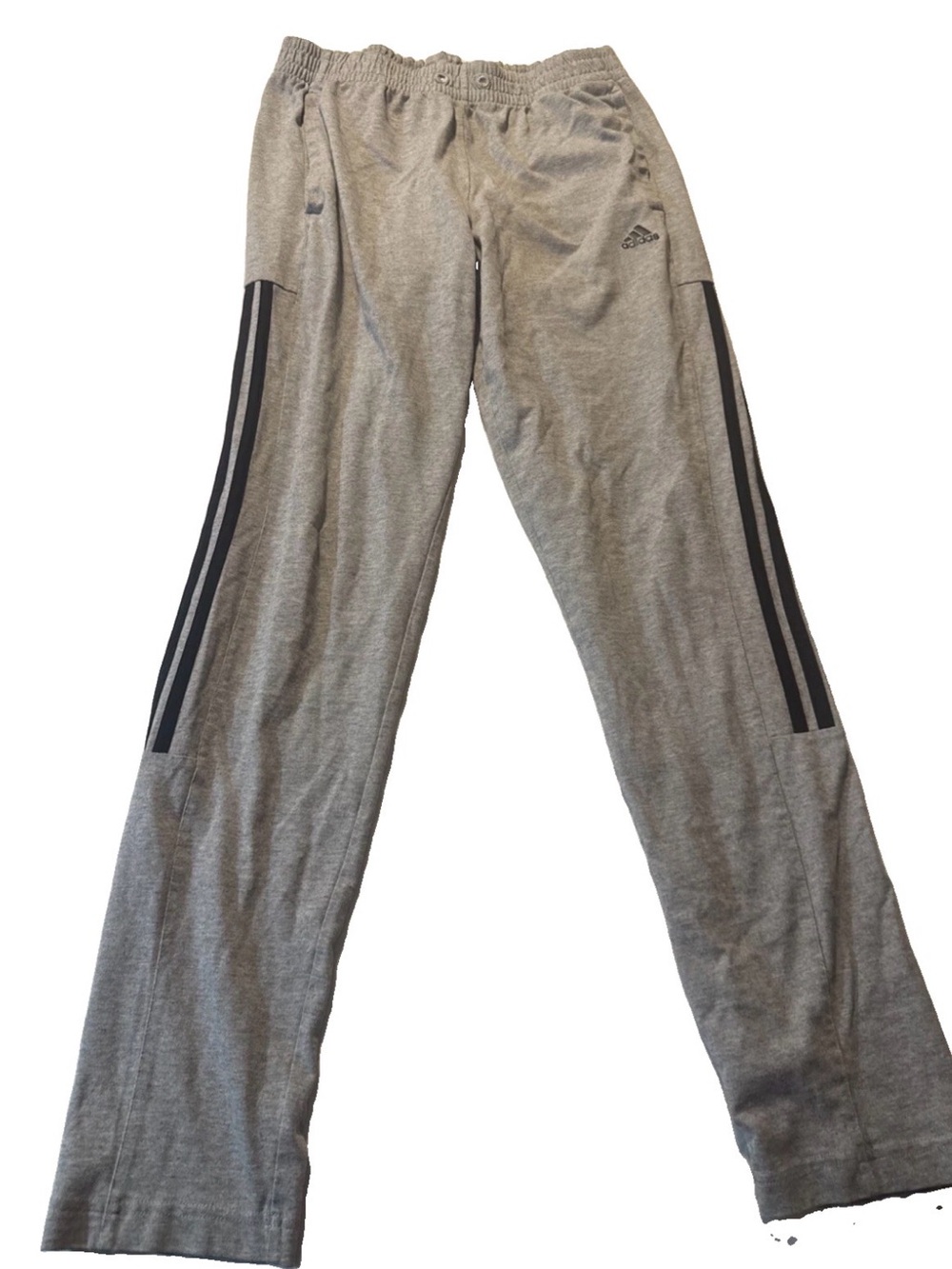 adidas Men's Gray Fleece Jogger Pants 3-Stripes Logo Elastic Waist Pockets M